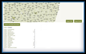 Zip Codes - results table