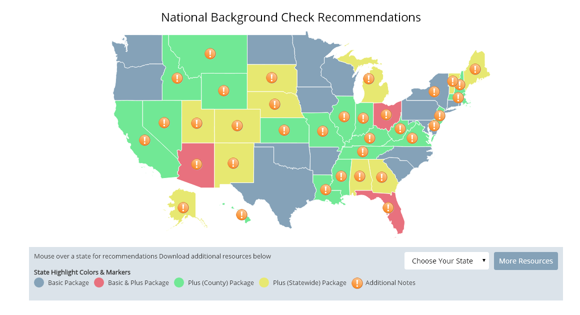 USA States Map with Informational Boxes