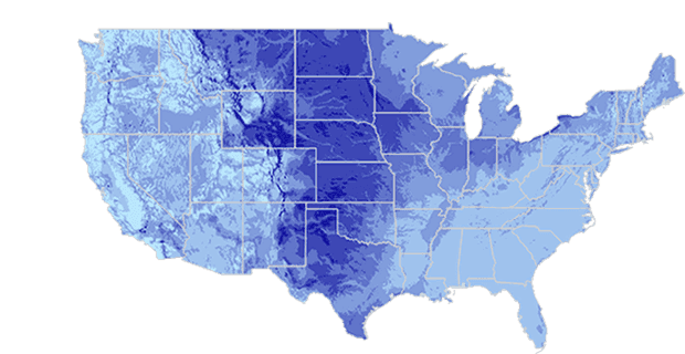 USA States Map with Wind Potential